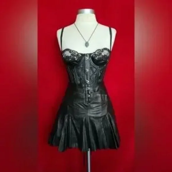 Roberto Cavalli | Skirts | Roberto Cavalli Ss 203 Vintage Black Leather  High Rise Corset Mini Skirt S | Poshmark